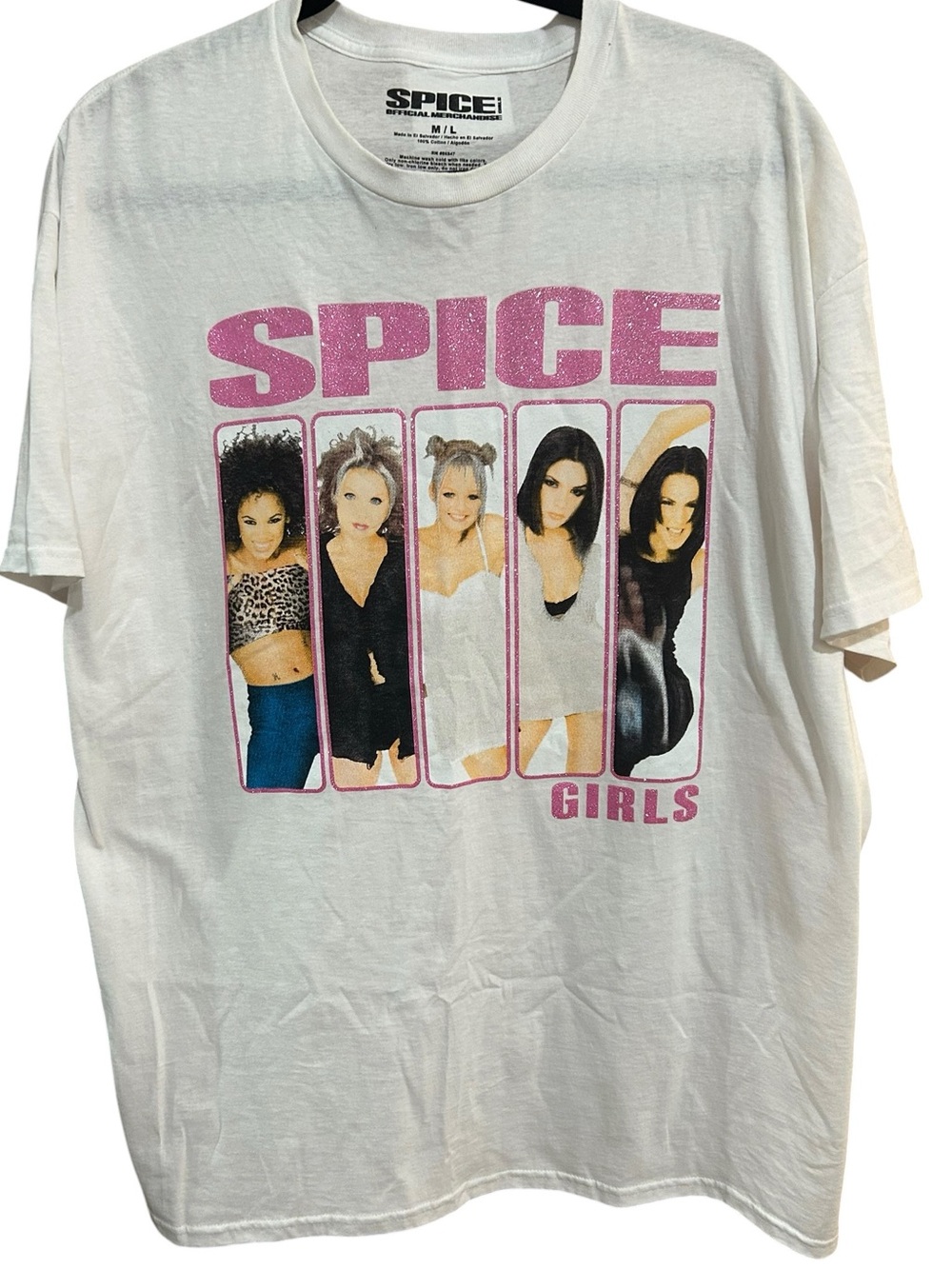 Vintage 90s Spice Girls Graphic White Oversized Concert Tour Band Tee M/L